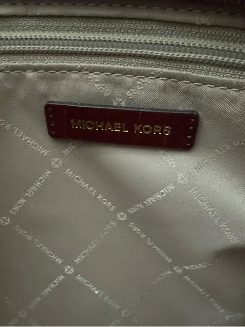 Michael Kors Croc-Embossed Burgundy Satchel with Detachable Strap